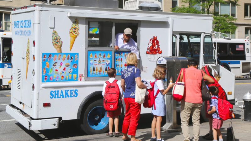 Kids line up at an ice cream truck in Manhattan. | Zhukovsky | Dreamstime.com