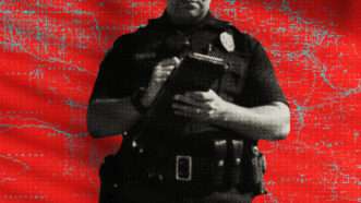 Cop writing ticket against a red background | Illustration: Lex Villena; Photographerlondon