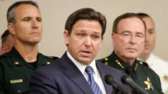Ron DeSantis speaks at an Aug. 4 press conference announcing the removal of state attorney Andrew Warren | Douglas R. Clifford/ZUMA Press/Newscom